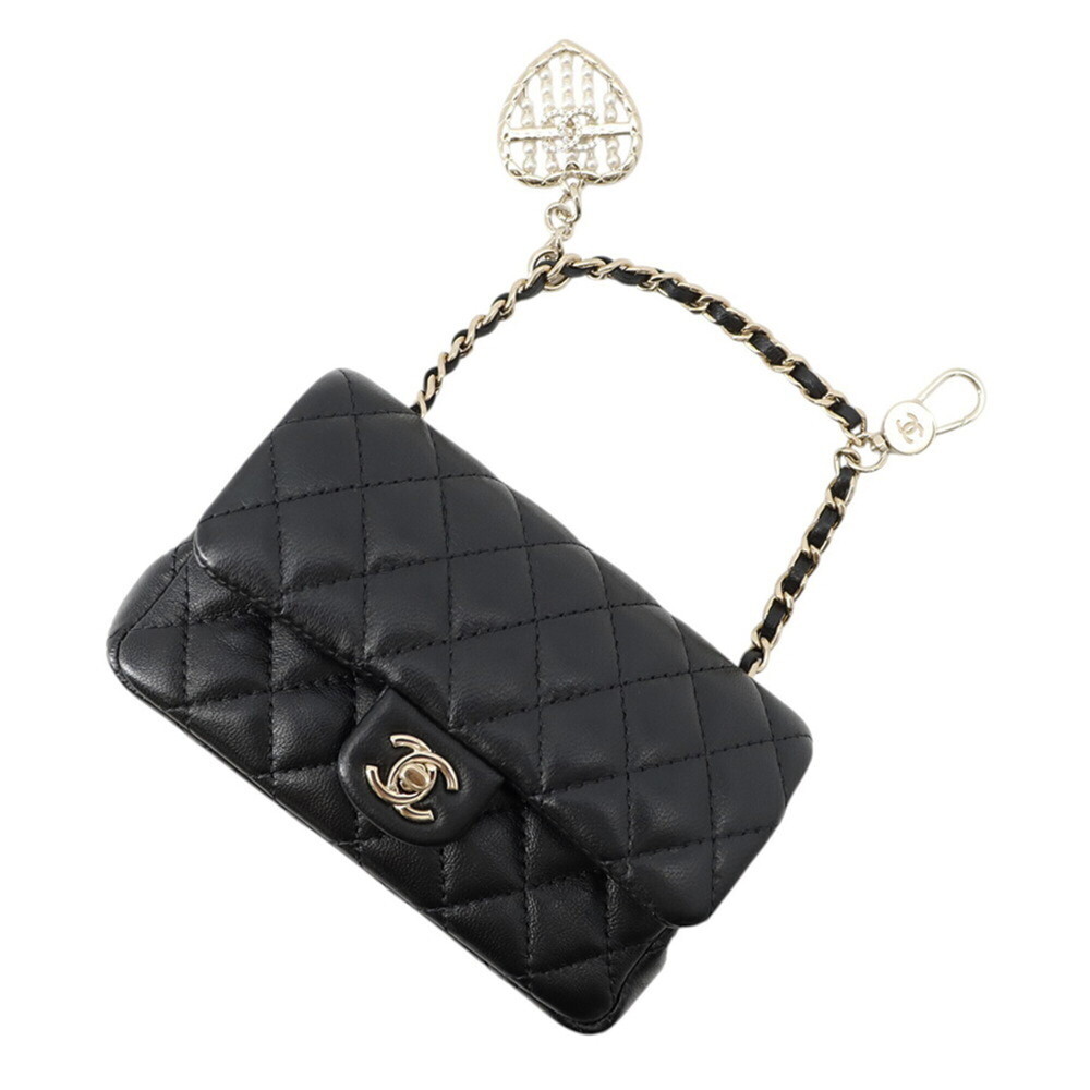 Chanel Accessory Bag Charm Coco Mark Matelassé Lambskin AP4760 CHANEL Mini Po...